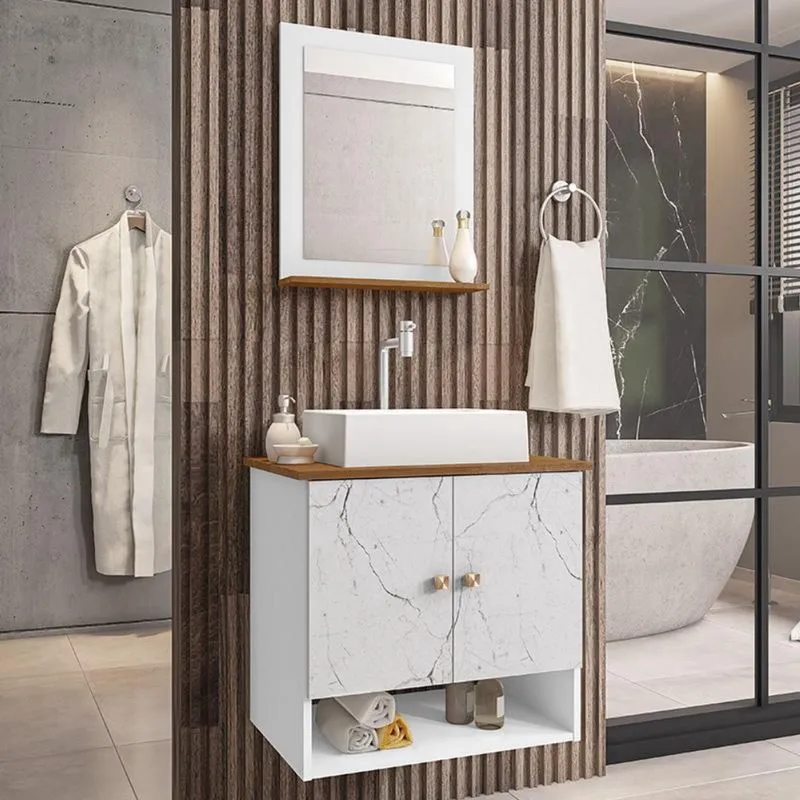 Gabinete Banheiro Deli Cuba Torino Bco Torn Valv Click Inox