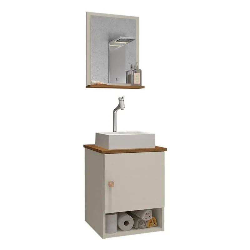 Gabinete Banheiro Lima Cuba Tulipa Bco Torneira Dl08 Val Abs Off White/nature Off White/nature