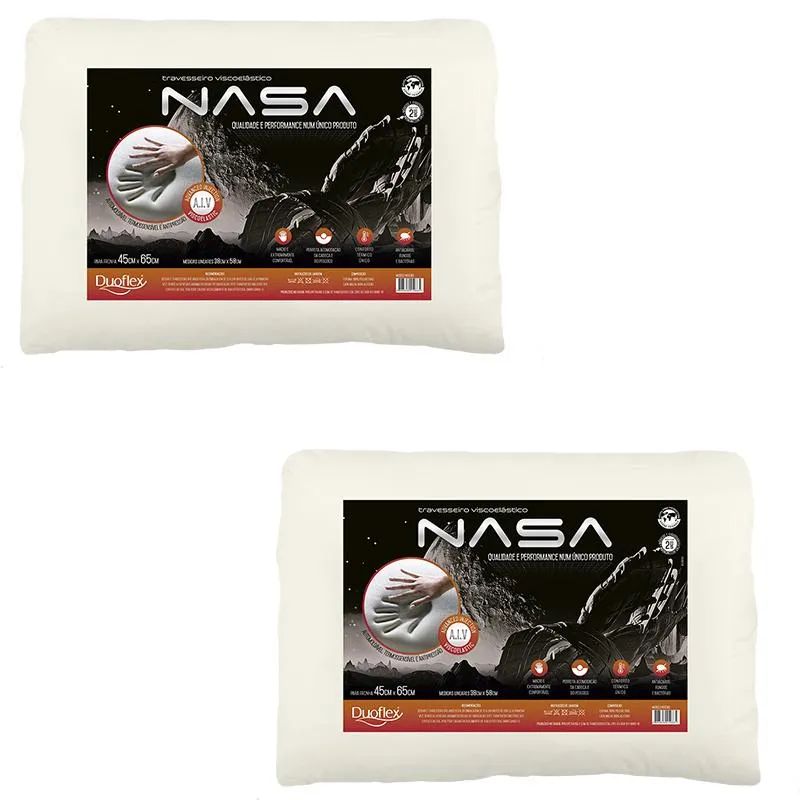 Kit 2 Travesseiro Antialérgico Nasa X Viscoelástico Duoflex