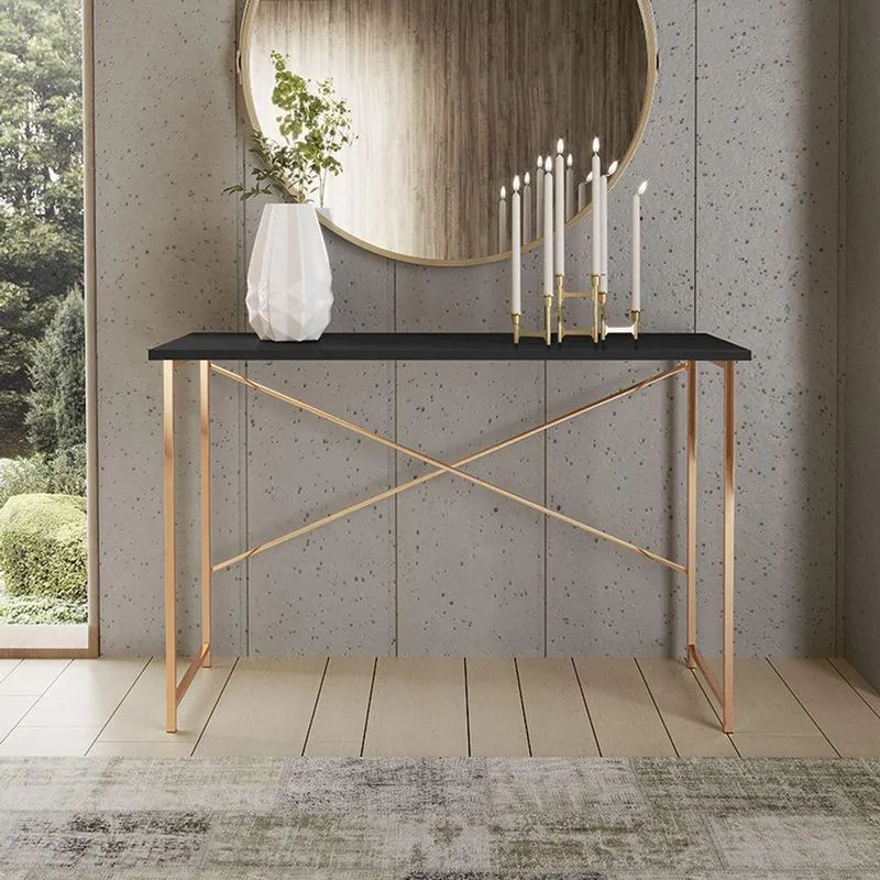 Aparador Steel 90 Cm Estilo Industrial Com Pés Em Aço Cobre/preto Cobre/preto