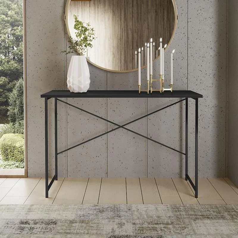 Aparador Steel 90 Cm Estilo Industrial Com Pés Em Aço Preto/preto Preto/preto