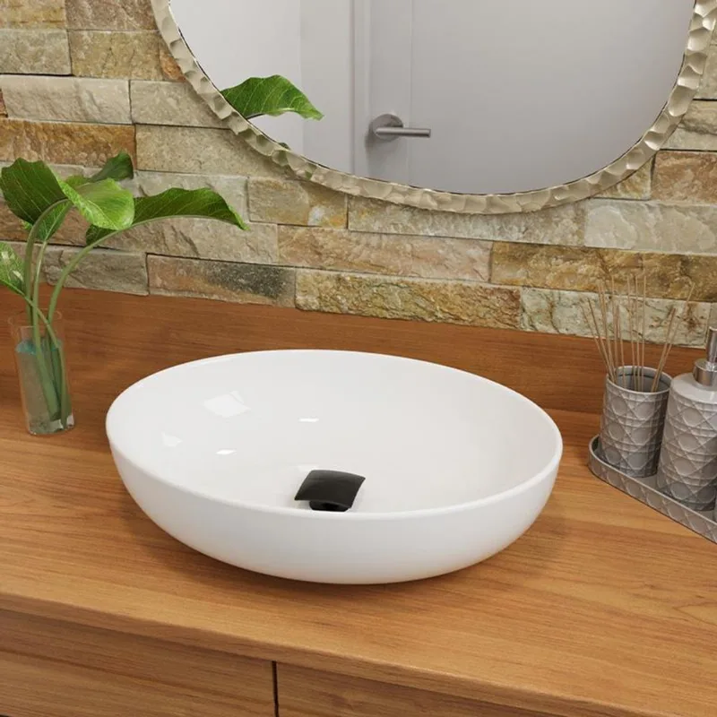 Cuba Pia Banheiro Luna Valvula Click Inox Black Branco