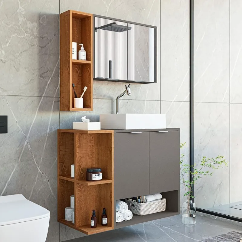 Gabinete Banheiro Star Cuba Dalla Torneira Dl08 Valv Click Titanium/naturale