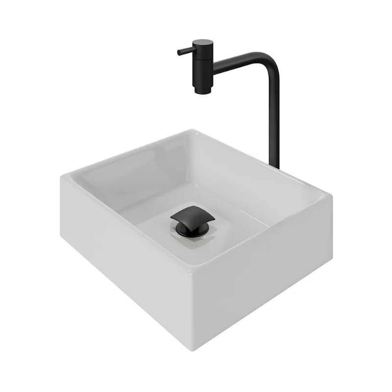 Kit Cuba Tulipa Com Torneira Inox Black Valvula Click Black Branco