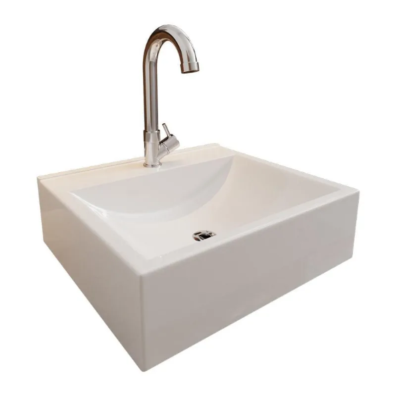 Cuba Pia Para Banheiro Roma Com Torneira Dl04 E Valvula Abs Branco Brilho
