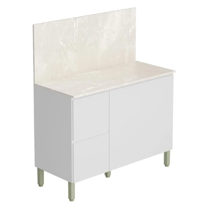 Balcão Com Tampo Cozinha Art 120 Cm Com 3 Portas-2 Gavetas