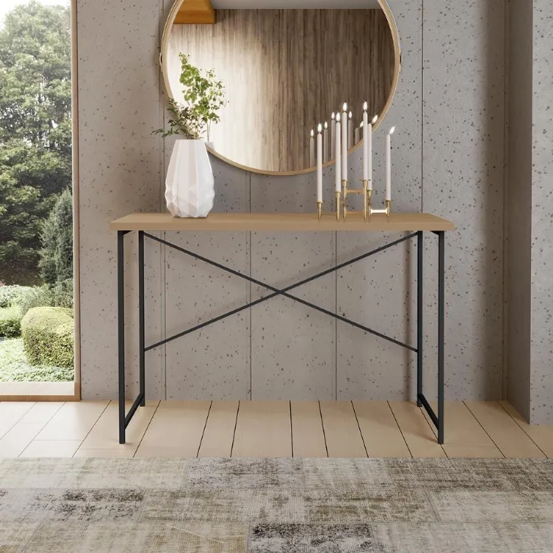Aparador Steel 90 Cm Estilo Industrial Com Pés Em Aço Preto/Fendi
