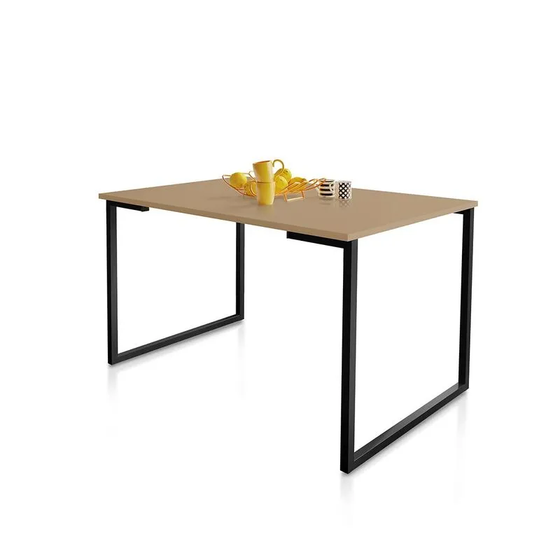 Mesa De Jantar Steel Estilo Industrial Pés De Aço 120x80cm Preto/fendi
