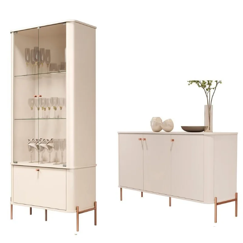 Conjunto Cristaleira E Aparador Buffet Tucupí Com 3 Portas Off White/bronze