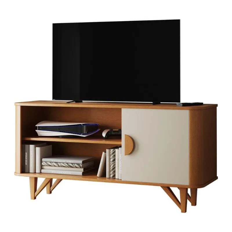Rack Venice para TV 50" 120CM MDF Nature Off White Loja Doce Lar