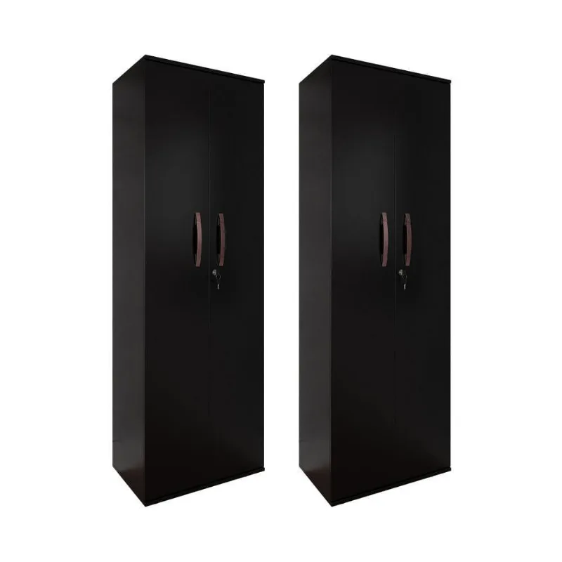 Kit 2 Armário Organizador Multiuso Kiev 2 Portas 5 Prateleiras MDP 61,5CM Preto