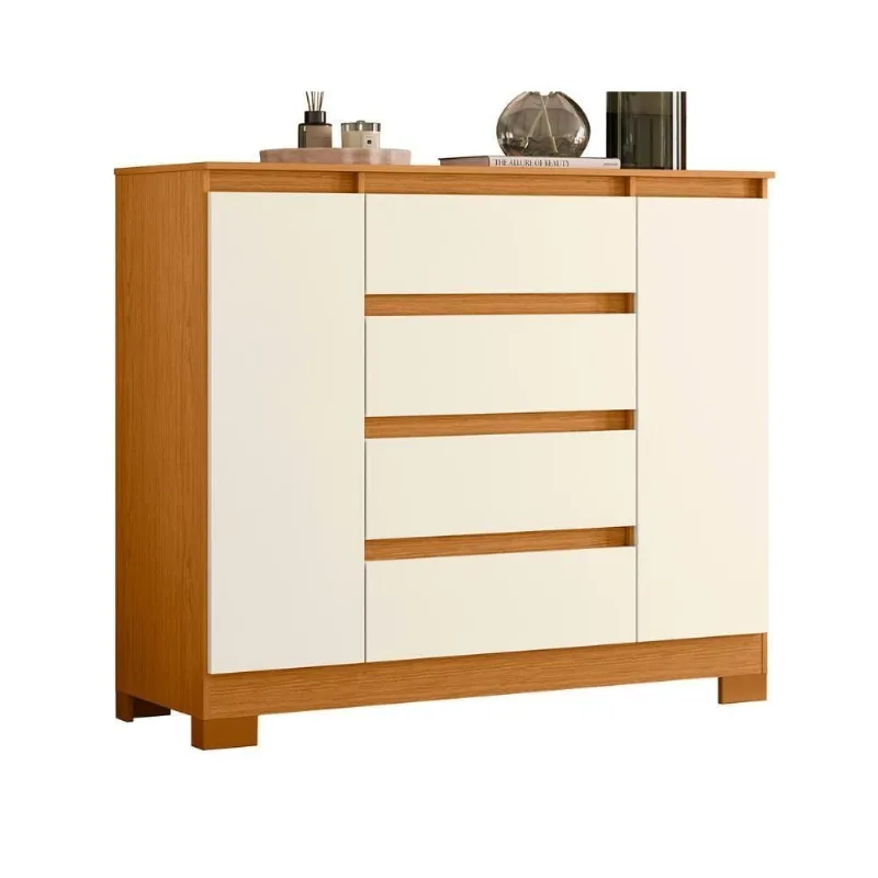 Comoda Sapateira Atena Com 4 Gavetas E 2 Portas Cinamomo-off White