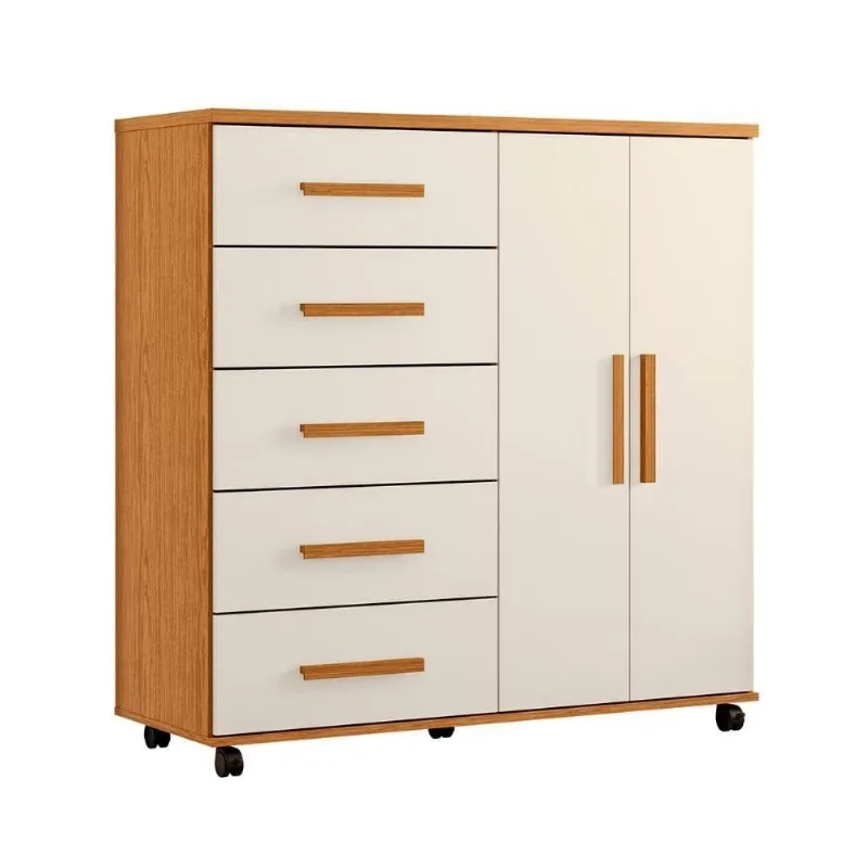 Comoda Toronto Quarto Com 5 Gavetas E 2 Portas Cinamomo-off White