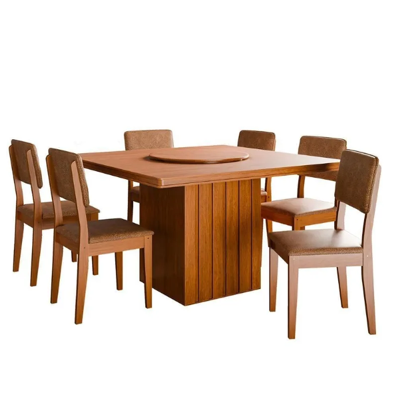 Kit Mesa De Jantar Santiago 136 E 6 Cadeiras Córdoba Cinamomo-cappuccino