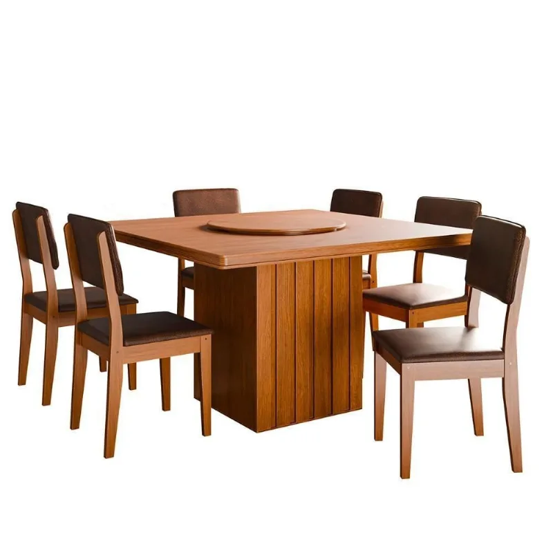 Kit Mesa De Jantar Santiago 136 E 6 Cadeiras Córdoba Cinamomo-mogno