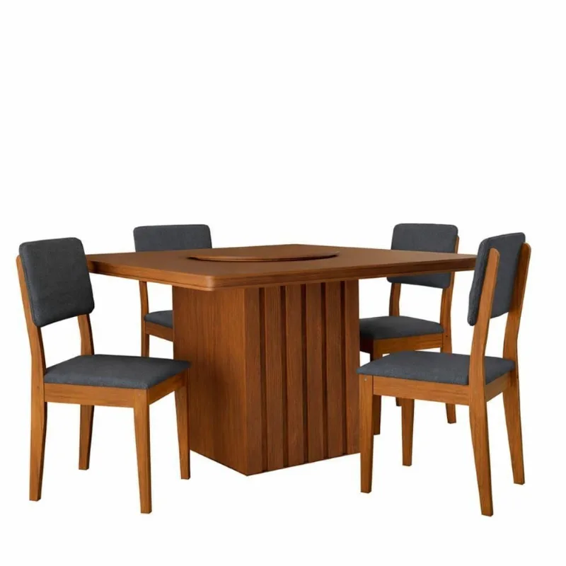 Kit Mesa De Jantar Santiago 136 E 4 Cadeiras Córdoba Cinamomo-chumbo