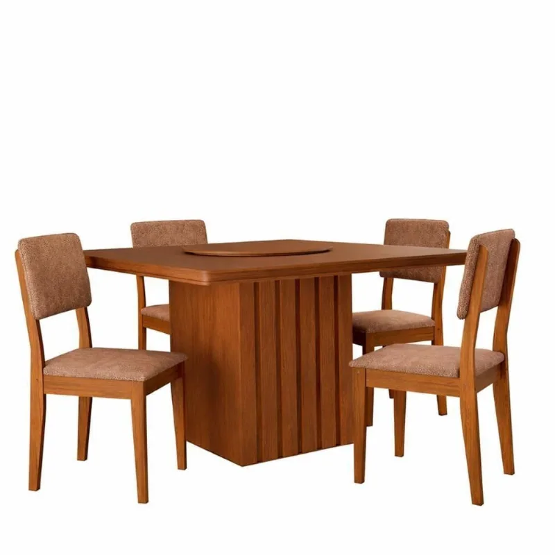 Kit Mesa De Jantar Santiago 136 E 4 Cadeiras Córdoba Cinamomo-cappuccino