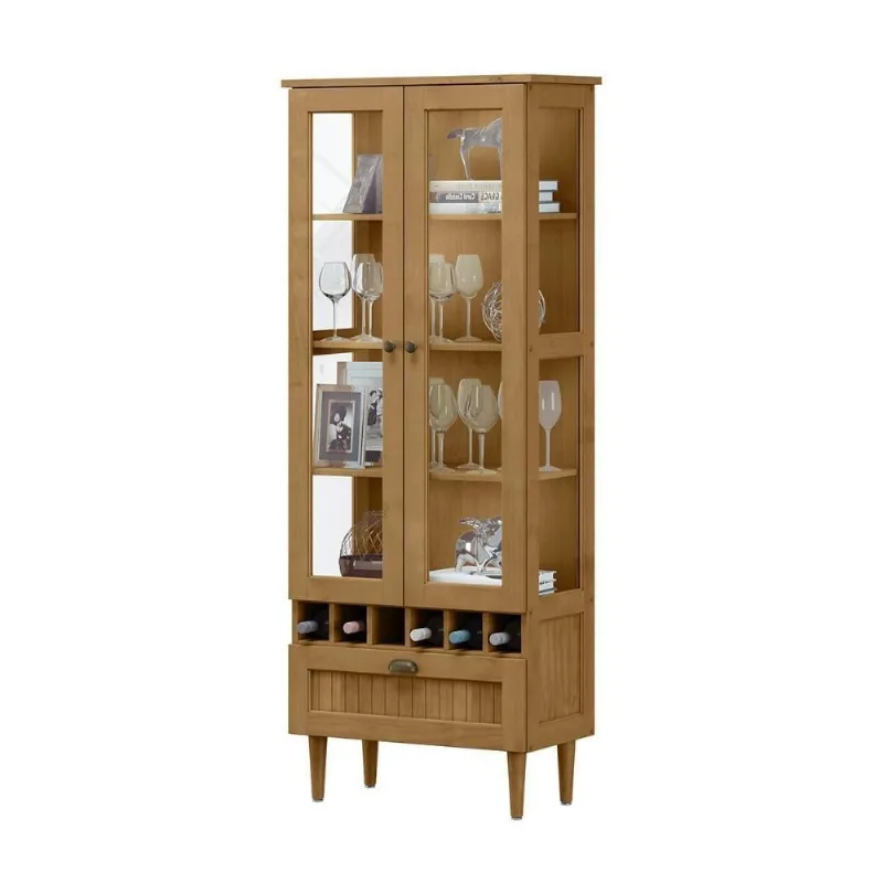 Cristaleira Roma Em Pinus 2 Portas Soft-close Freijo-fosco Freijo-fosco
