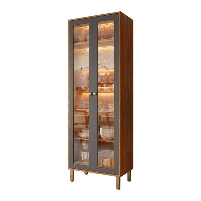 Cristaleira Reflecta com LED 2 Portas 5 Prateleiras MDF 70CM Branca Loja Doce Lar