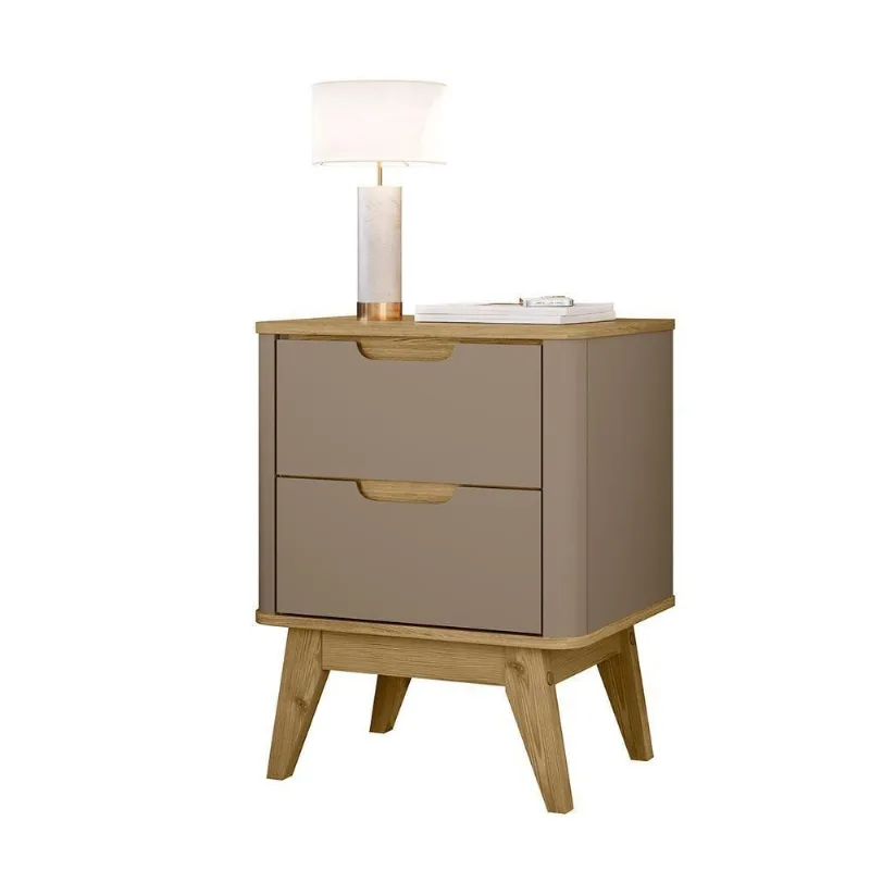 Mesa de Cabeceira Vicenza 2 Gavetas MDF MDP Moderno Branco Loja Doce Lar