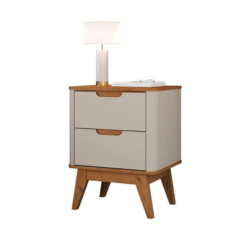 Mesa de Cabeceira Vicenza 2 Gavetas MDF MDP Moderno Branco Loja Doce Lar