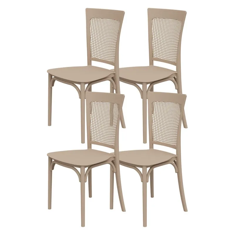 Kit 4 Cadeiras De Jantar Com Estilo Palhinha Em Plástico