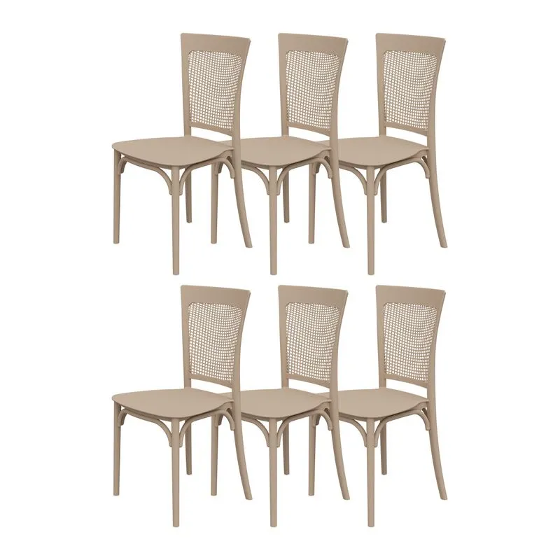 Kit 6 Cadeiras De Jantar Com Estilo Palhinha Em Plástico
