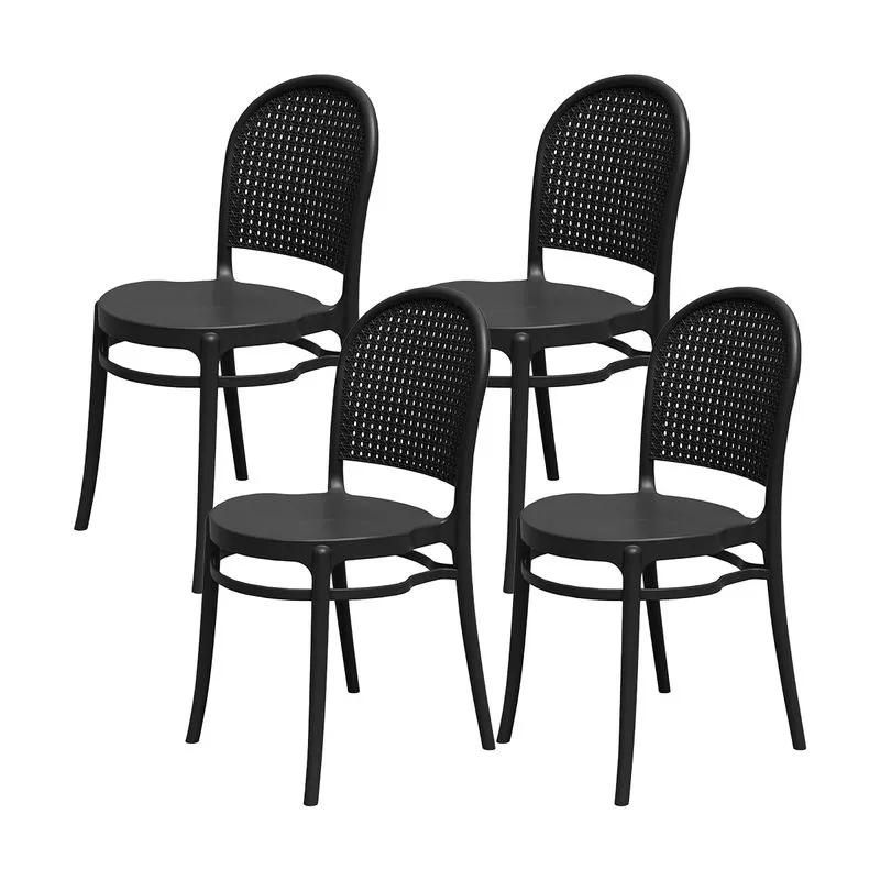 Kit 4 Cadeiras De Jantar Estilo Retrô Telinha Em Plástico