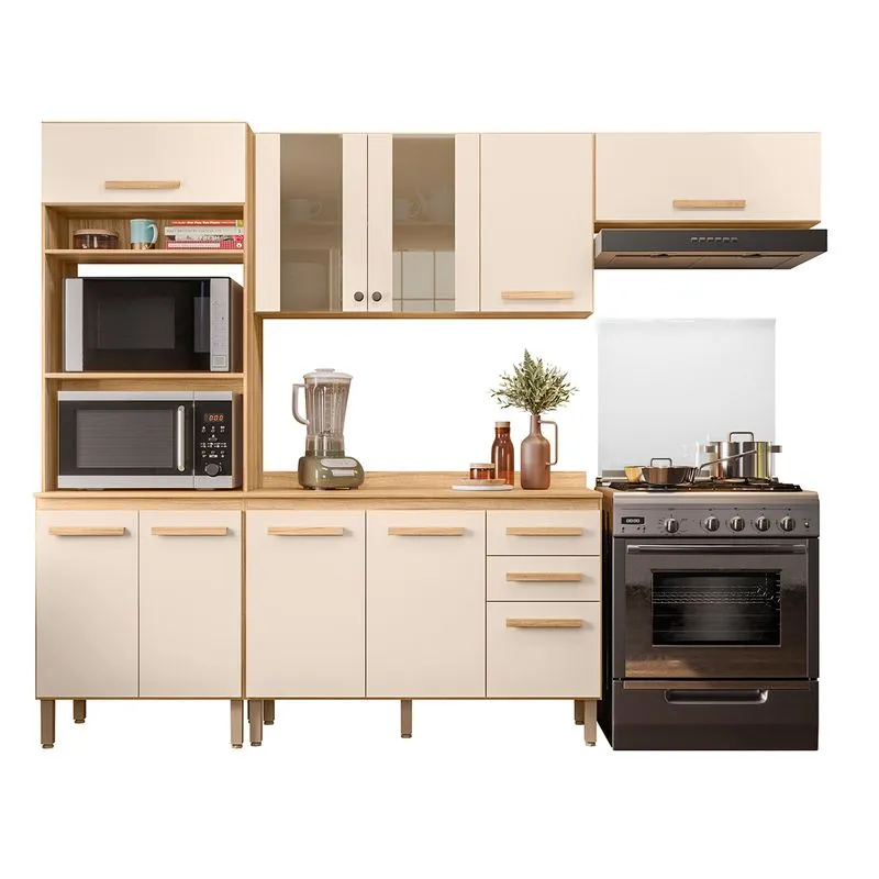 Conjunto De Cozinha Madre Modulado Com 10 Portas 2 Gavetas