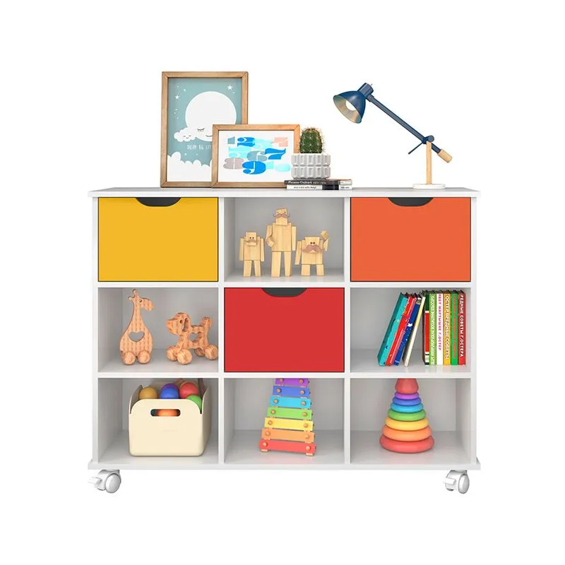 Nicho Organizador 1478 Com Rodízios E 3 Gavetas Amarelo/Vermelho/Laranja