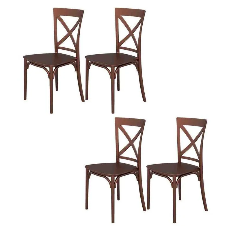 Kit 4 Cadeiras De Jantar Robust Cross Em Plástico Dourado Loja Doce Lar