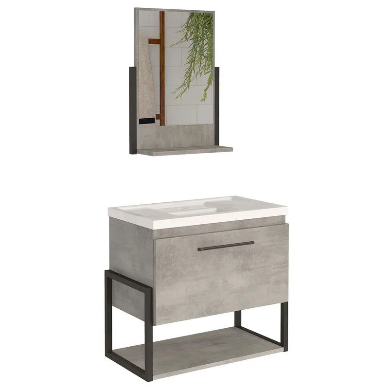 Gabinete Banheiro Metalo Com Espelheira E 1 Porta