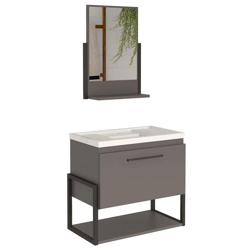 Gabinete Banheiro Metalo Com Espelheira E 1 Porta