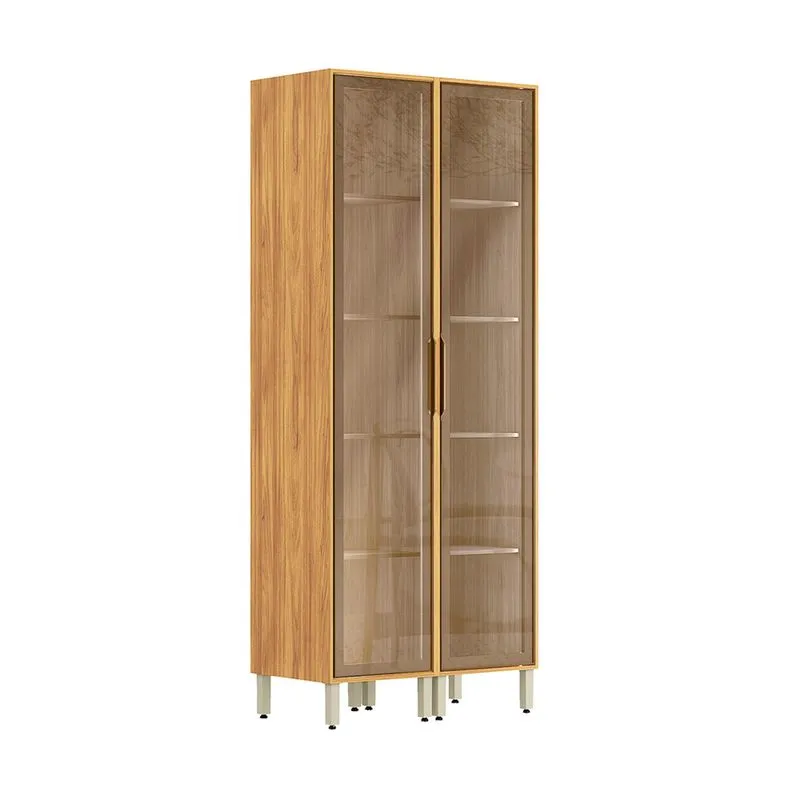 Conjunto Cristaleira Plena 2 Portas Com Vidro E Led