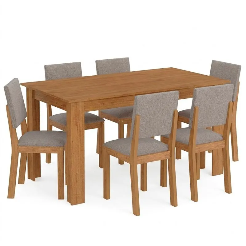 Kit Mesa De Jantar Violeta Mel Com 6 Cadeiras Bela