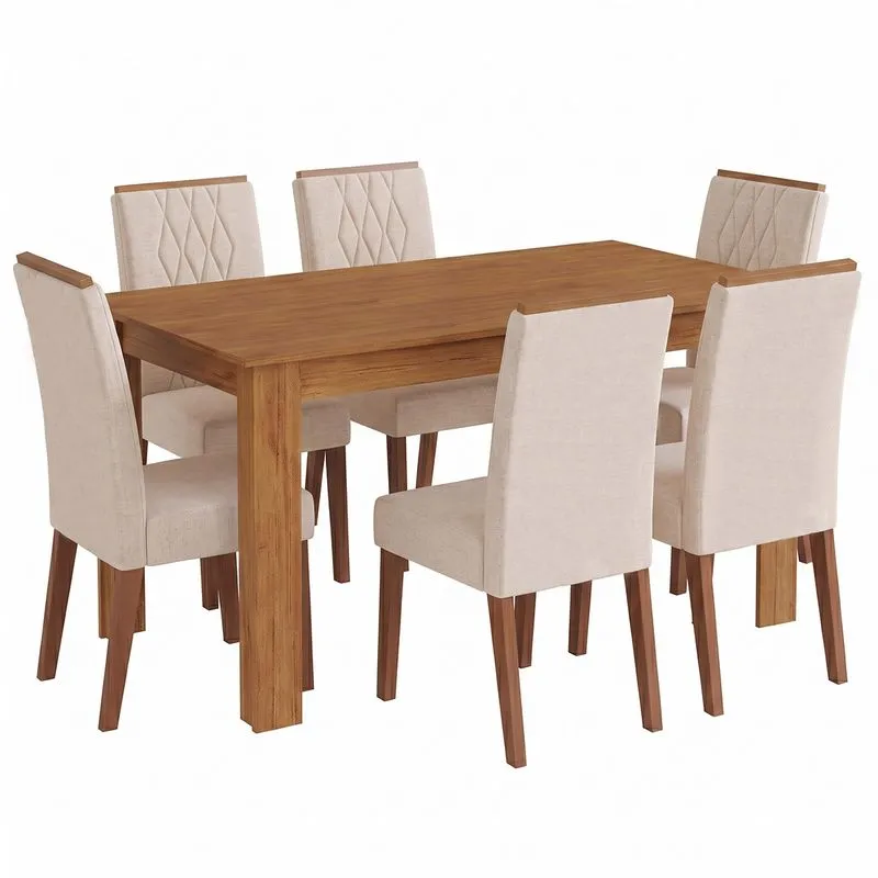 Kit Mesa De Jantar Violeta Mel Com 6 Cadeiras Cristal