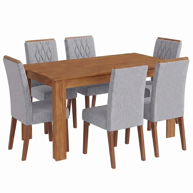 Kit Mesa De Jantar Violeta Mel Com 6 Cadeiras Cristal