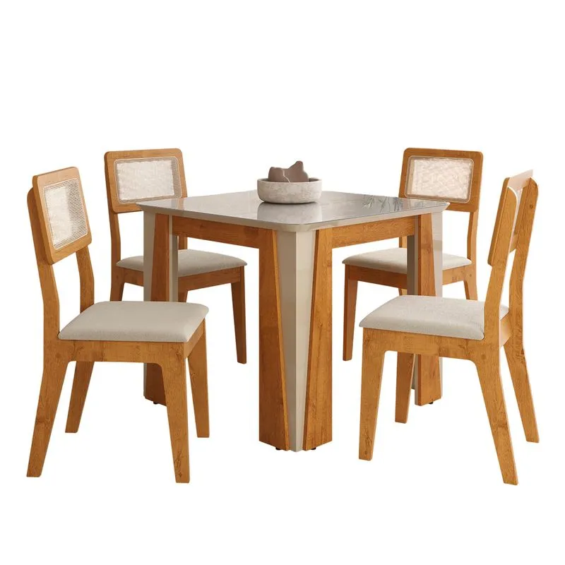 Kit Mesa De Jantar Opera Com 4 Cadeiras Bella Em Boucle