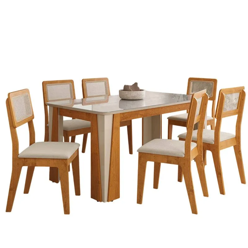 Kit Mesa De Jantar Opera Com 6 Cadeiras Bella Em Boucle