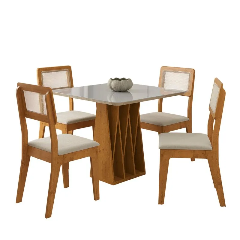 Kit Mesa De Jantar Orquestra Com 4 Cadeiras Bella Em Boucle