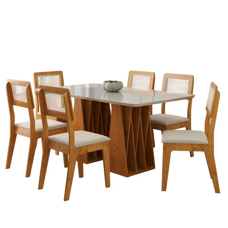 Kit Mesa De Jantar Orquestra Com 6 Cadeiras Bella Em Boucle
