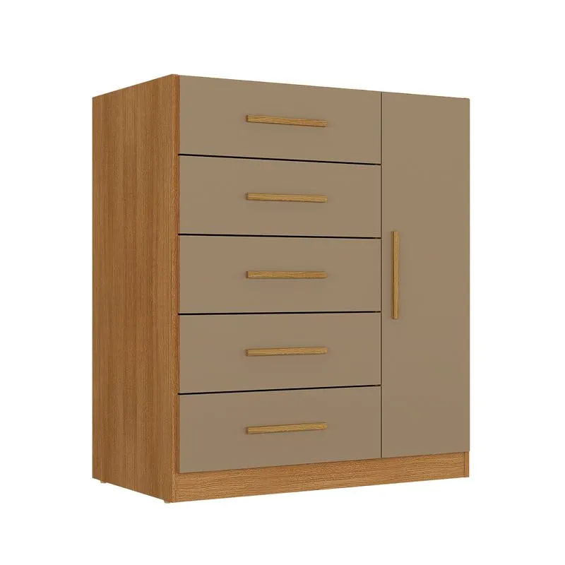 Cômoda Corais Quarto Com 5 Gavetas E 1 Porta 68cm