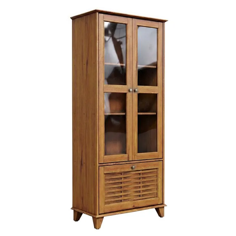 Cristaleira Estante Sol Madeira Maciça Pinus Com 3 Portas
