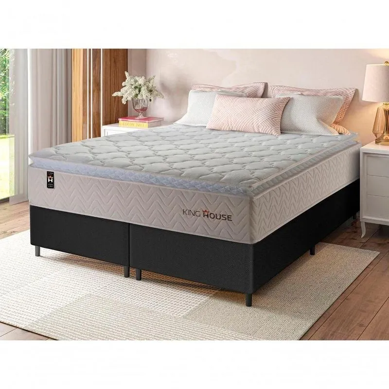 Cama Box Roma Molas Ensacadas Queen 158x198 Preto King House