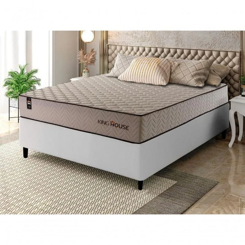Cama Box Espuma San Diego Casal 138x188 Bege King House