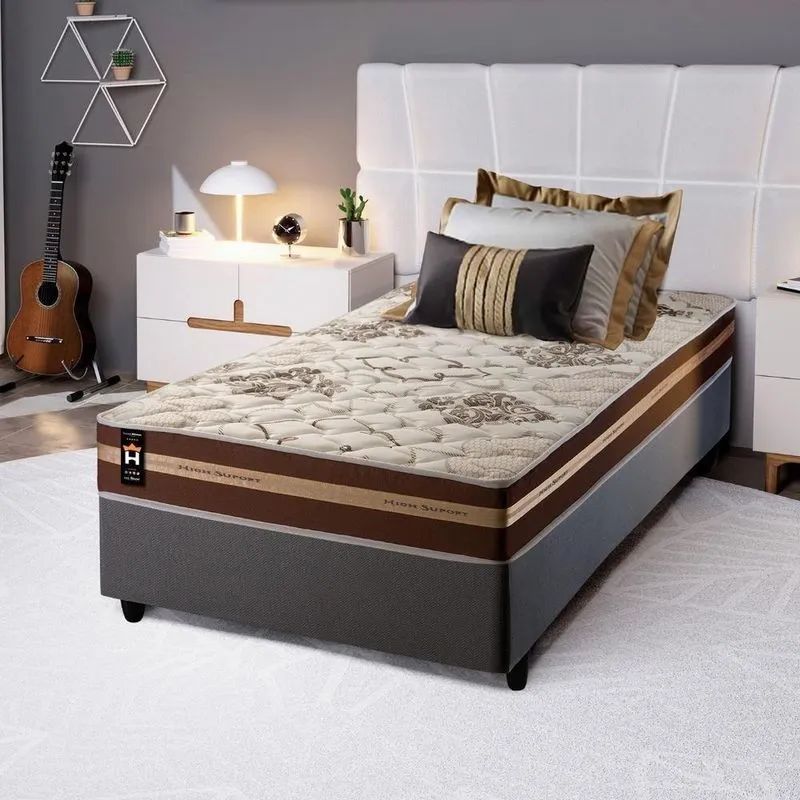 Cama Box Espuma Chicago Solteiro 88x188 Cinza King House