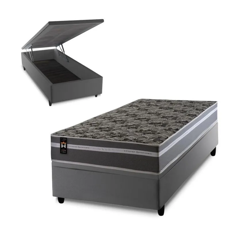 Conjunto Box Baú Miami Cinza 88x188x69 Espuma D33