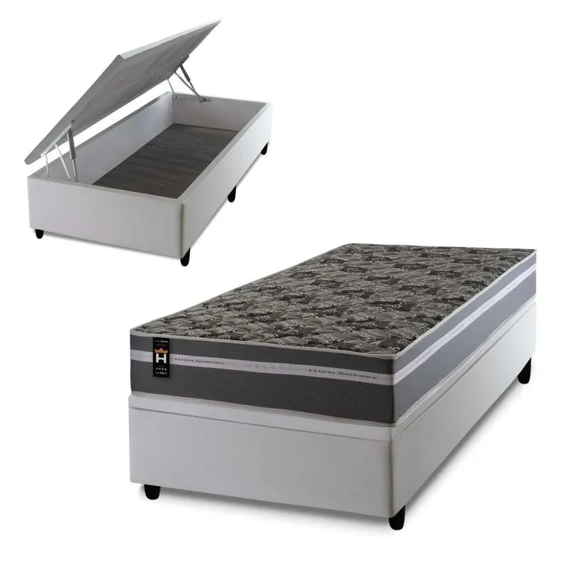Conjunto Box Baú Branco Miami Cinza 88x188x69 Espuma D33 Conjunto Box Baú Miami Cinza 88x188x69 Espuma D33