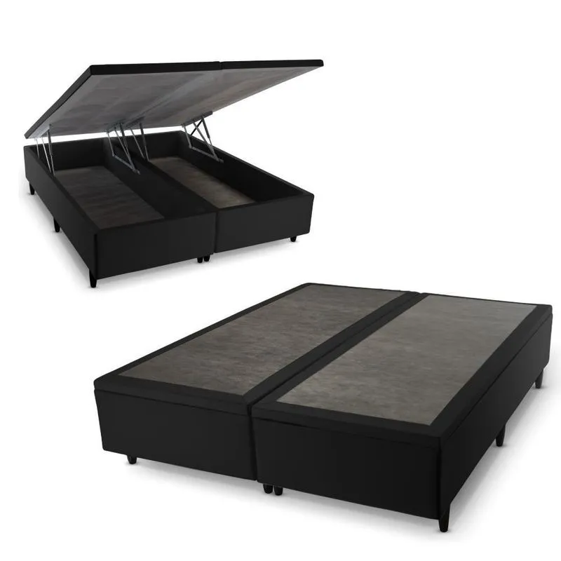 Base Box Baú Preto Queen Size 158x198x45 - King House