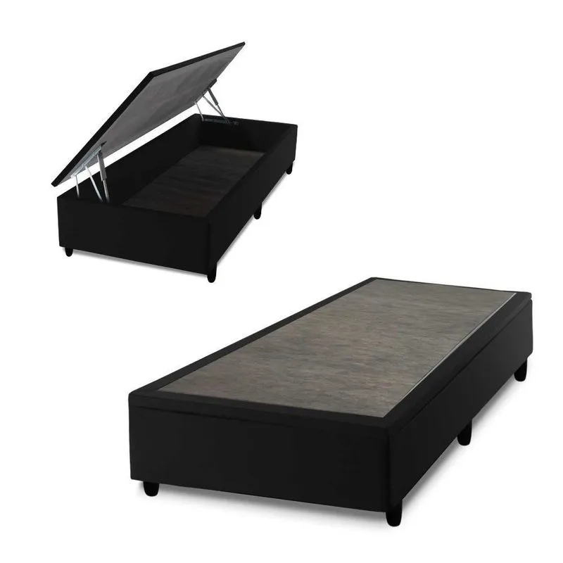 Base Box Baú Preto Solteiro 96x203x45 - King House